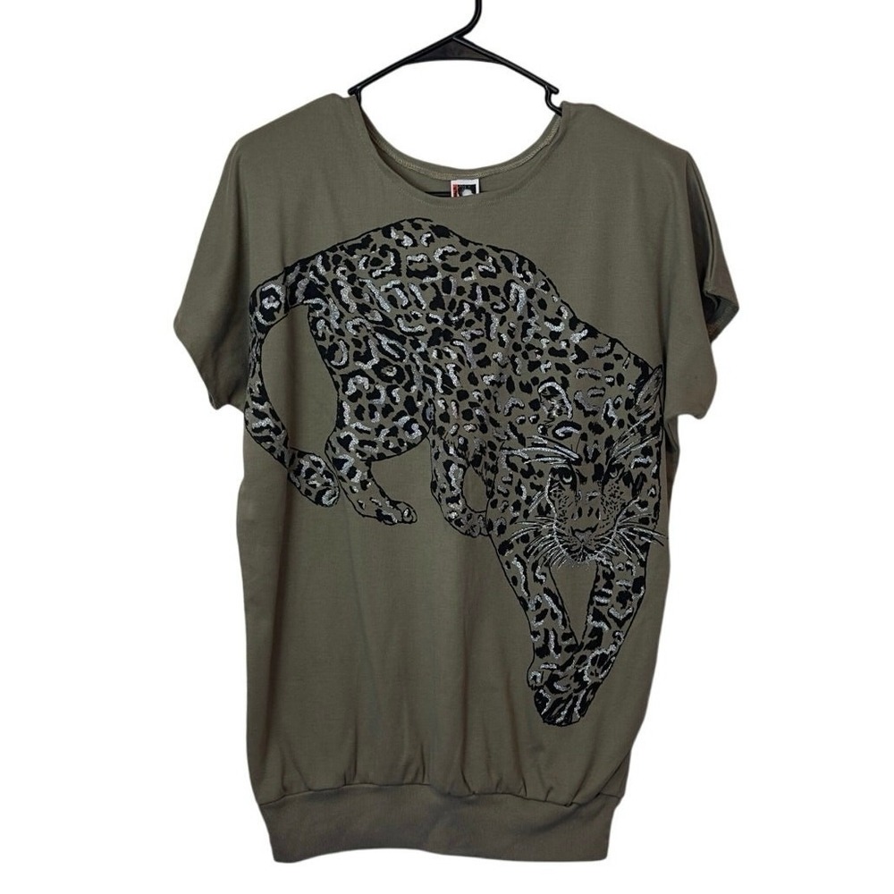 East River Clothing Co. Vintage Green Leopard Cheetah Top Pants Set Size‎ L/M